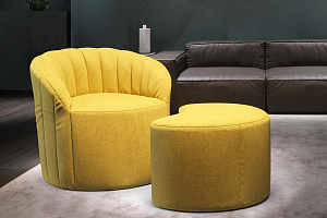 Яркое желтое кресло Шелл от Gliver, бескаркасное кресло лимонного цвета для современного интерьера